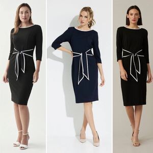 Joseph Ribkoff Black Sheath Dress with Bateau Neckline 12